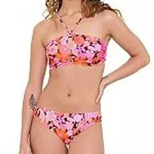 Ninety Nine Degrees Halter Cheeky Hipster Bikini Set Multi Coco Floral L/XXL NEW